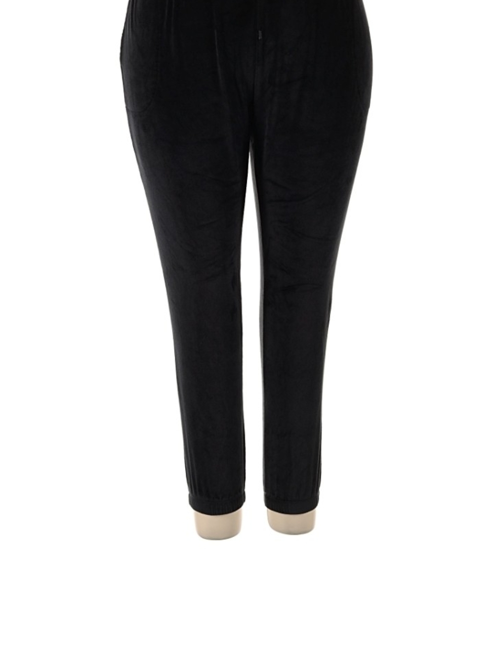 Secret Treasures 2x Black Velvet Jogger Pants with Elastic Ankles Womens Plus